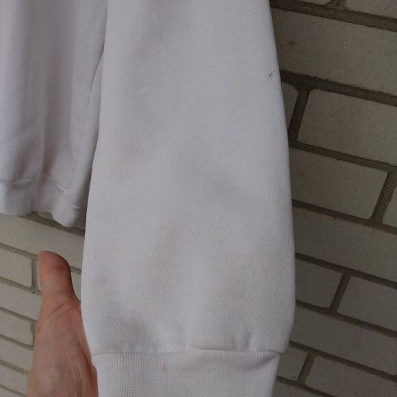 Vintage Hand Painted Bejeweled Sweatshirt White Pink Floral 44" Bust - Picture 11 of 11